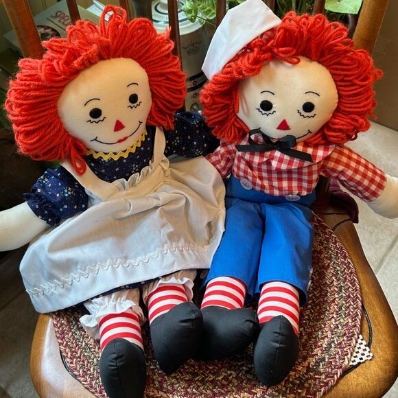 Adorable Vintage Handmade 20-inch RAGGEDY ANN & ANDY Dolls, in Perfect Condition - Picture 8 of 8